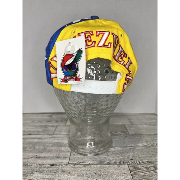 Vintage Global Caps Venezuela Flag Yellow Red & Blue Snapback Hat 90s NWT - Picture 6 of 8